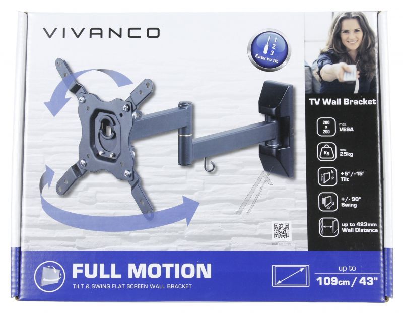 VIVANCO BFMO6020  SUPORT TV PERETE, FULL MOTION, VESA 200, MAX 25KG-1
